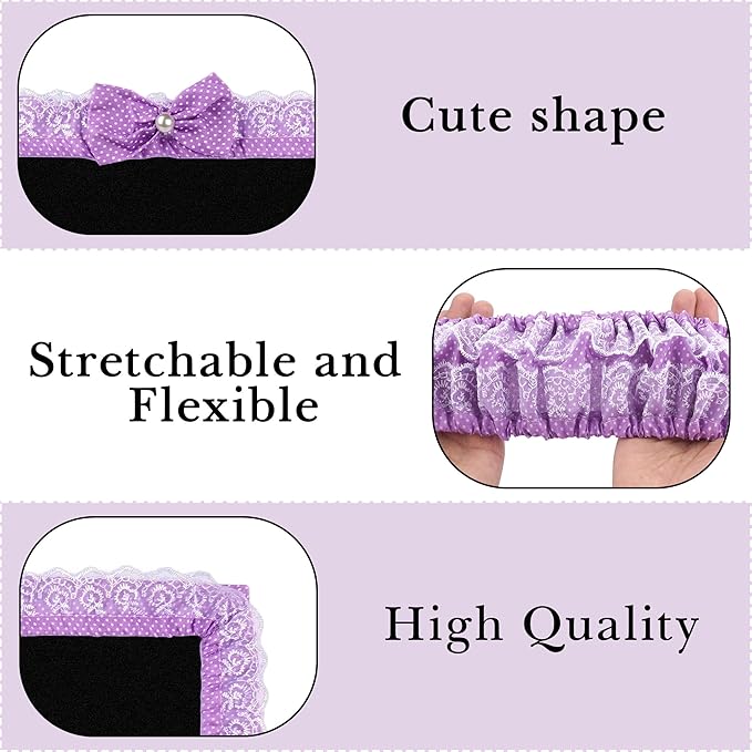 2 Pack Cute Computer Monitor Cover, 23''-26'' Elastic Monitor Dust Cover with Bow Knot, Lovely Monitor Accessories Screen Monitor Decoration for Tablet (Purple)