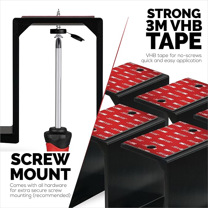 BRAINWAVZ Twin Under Desk Laptop & Device Holder Mount, Adhesive & Screw in, Devices Upto 3" Like Small Computers Laptops MacBook Surface Keyboard Routers Modems Cable Box Network Switch & More.