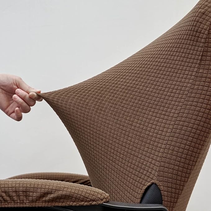 Melaluxe Office Chair Cover with Armrest Covers， Universal Stretch Desk Chair Cover, Computer Chair Slipcovers - Light Coffee