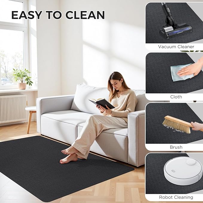 Sycoodeal Chair Mat, 40" x 48" Office Chair Mat for Hardwood and Tile Floor, Heavy Duty Floor Protector for Rolling Chairs, Non-Slip,Computer Mat for Home Office(Black)