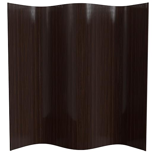 Red Lantern 7 ft. Tall Bamboo Wave Screen - Dark Mocha