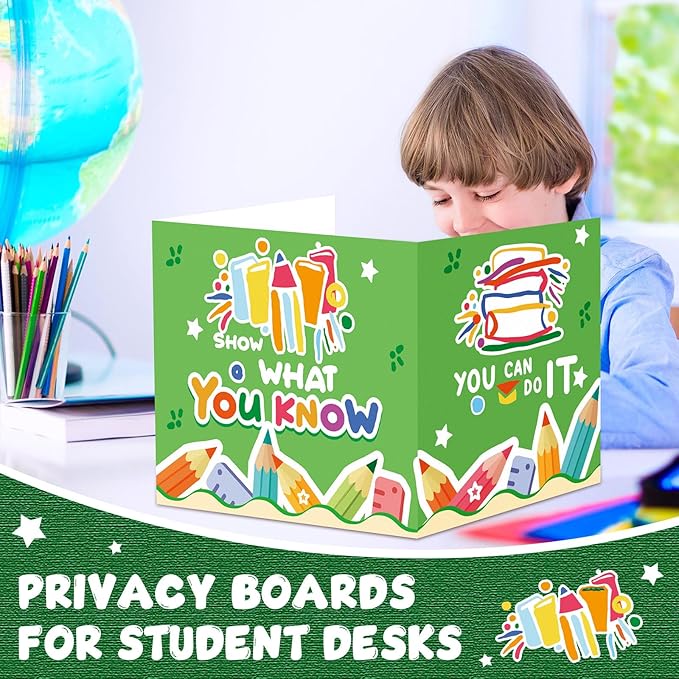 Zhehao 12 Pcs Desk Dividers for Students, Privacy Folders Boards Bright Colored Testing Dividers Panels for School Classroom Student Teacher Desks, 15.76 x 13.3 x 11.8 Inches(What You Want)
