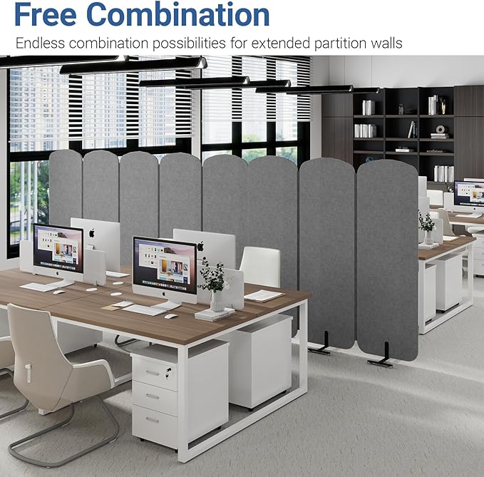 Natwind 5-Panel Office Room Divider, 122.8 x 71 inches Portable Office Partition, Freestanding Folding Privacy Wall for Cubicle & Temporary Indoor Space Separation (Dark Grey)