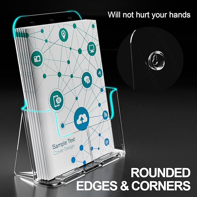 Brochure Holder 8.5x11 Inch Acrylic Literature Holders Clear Plastic Flyer Display Stand Countertop Use or Wall Mount Pamphlet Holder Organizer for Office, Lobby, Hotels, Trade Shows, 4 Pack