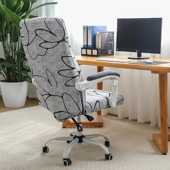 FORCHEER Patterned Large Office Chair Cover Stretch Printed Computer Armchair Slipcover for Desk Chair, Mesh Chair 1 Piece Washable Removable