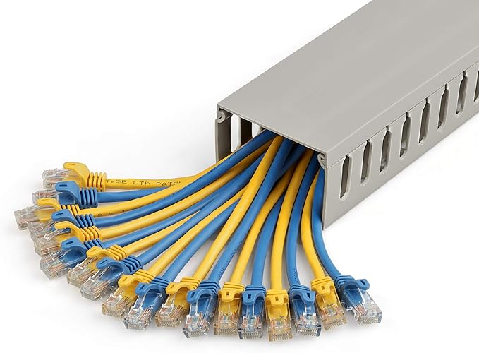 StarTech.com Open Slot Cable Management Raceway with Cover, 3"(75mm) W x 2"(50mm) H - 6.5ft(2m) Length - 1/4"(8mm) Slots, PVC Network Cable Hider/Wall Wire Duct, Max 180 Cables, UL Listed, TAA