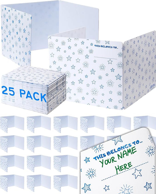 25 Privacy Folders for Students, Erasable Privacy Shields for Student Desks, Testing Dividers for Classroom, Privacy Boards for Student Desks, Dividers for Students, Test Dividers for Student Desks