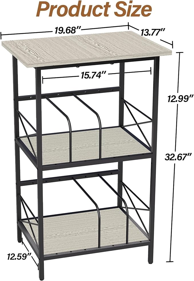Record Player Stand with 4 Adjustable Dividers, Vinyl Record Storage Holds 200 LPs, 3 Layer End Table, Multi-Functional Record Player Table for Home, Grey
