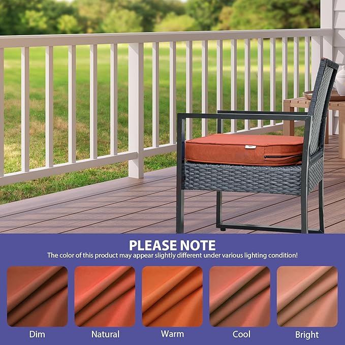 IPYNBAP Outdoor Chair Cushions Set of 4 -Waterproof Outdoor Seat Cushions for Patio Furniture, Patio Chair Cushion with Handle and Ties, Out Door Chair Pads,18.5x16x3-Round, Spice