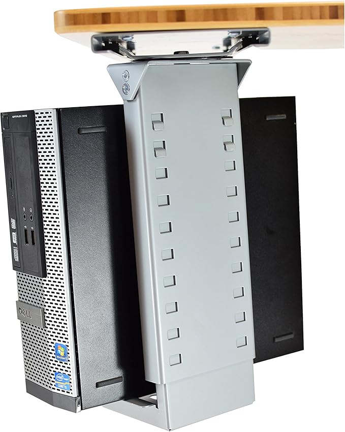 Uncaged Ergonomics CPU1 Adjustable Under Desk Computer Mount, 360⁰ Swivel Steel CPU Holder PC Holder Under Desk Mount PC Tower Stand for Office