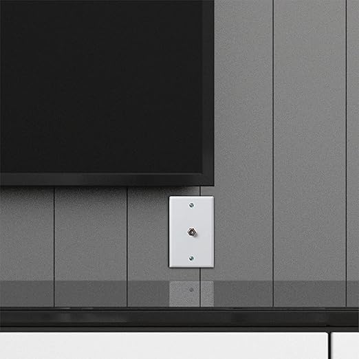 Newhouse Hardware 2.75 x 2.75 x 4.5 in. 1-Port TV Cable Wall Plate with F-Connector for Coaxial Cable, 5-Pack TVP-WH-01, Outlet Cover Wall Plate with Coax Cable Connector, Jack Plate for DIY or Refits