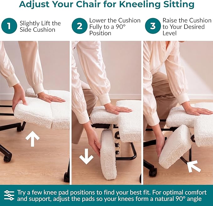 Ergonomic Cross Legged Office Chair with Foot Rest for Kneeling Seating - Crisscross Desk Chair with Wheels for ADHD to Sit Cross Legged - Multi-Position Adjustable Seat with Back Support for Women
