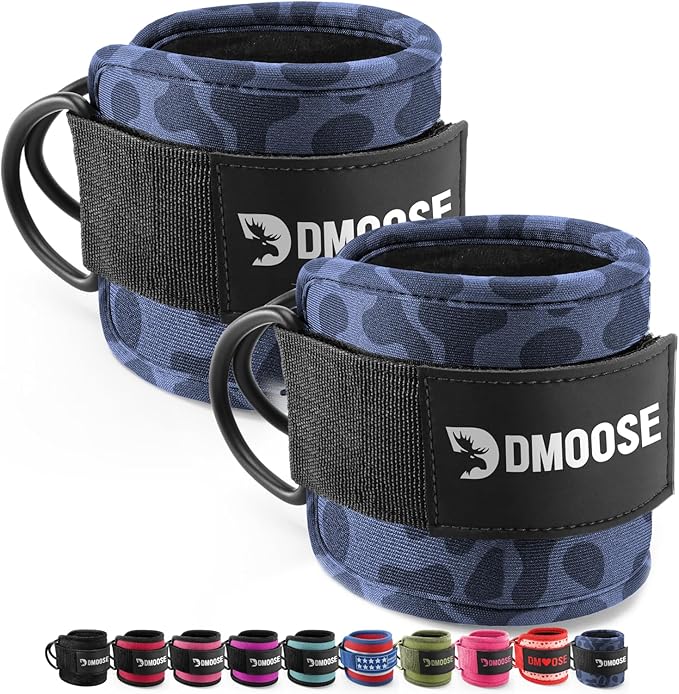 DMoose Fitness Ankle Strap for Cable Machine - One Size Fit with Premium Padding Cuffs, Ankle Bands for Working Out, Booty Workouts, Leg Extension, Hip Abductors, Kickbacks & Lower Body Exercises