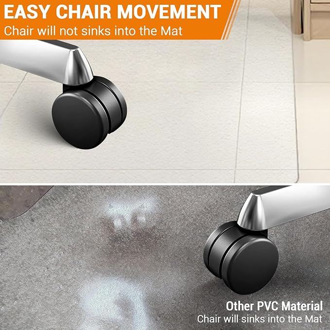 Office Chair Mat for Hard Floor, 36'' x 48'' Computer Desk Chair Mat for Floors, Easy Rolling for Office on Carpets Anti-Slip Carpet Protector for Rolling Work and Gaming Chairs
