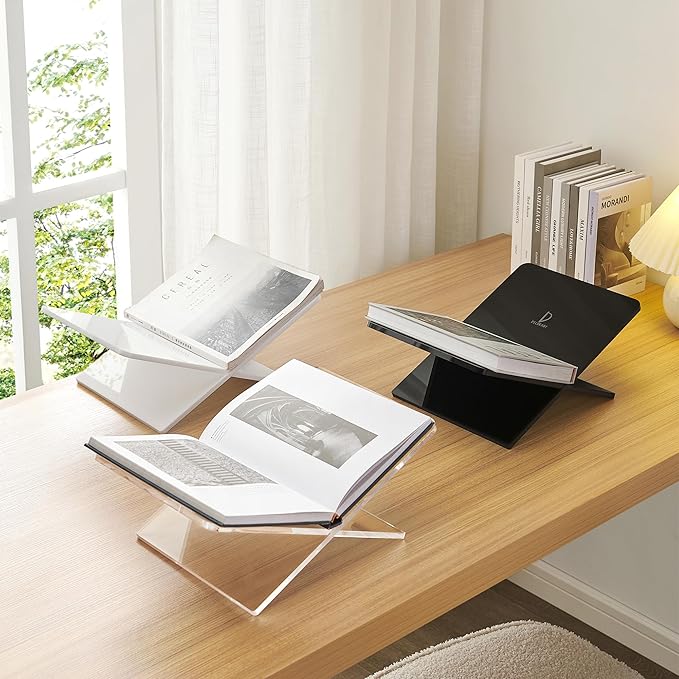 Acrylic Book Stand 15 x 9 x 6 in Large Open Book Display Stand for Cookbook Art Book Bible Guest Book - Coffee Table Book Stand for Reading - Transparency, Large Size