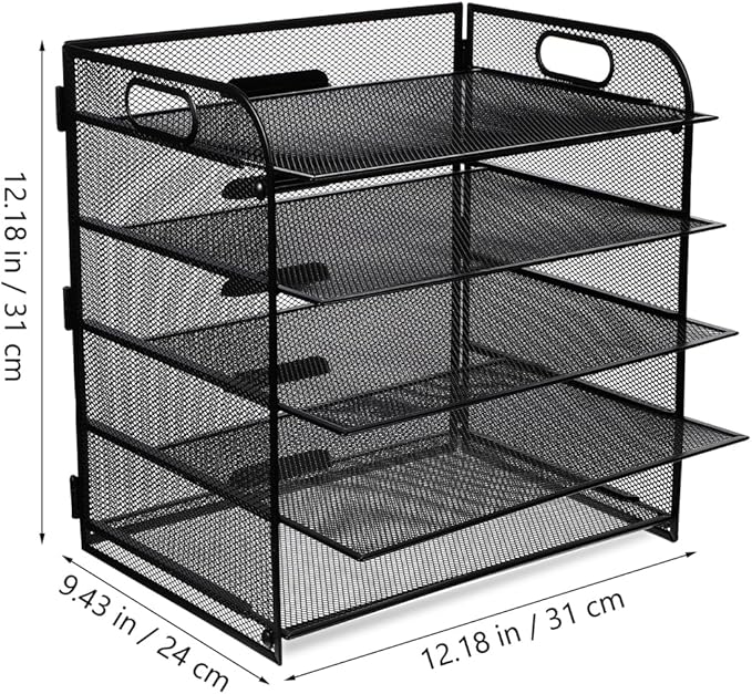 Cabilock 5 Tier Paper Organizer Letter Tray - Mesh Desk File Organizer with Handle Paper Sorter Holder for Letter/A4 Office File Folder