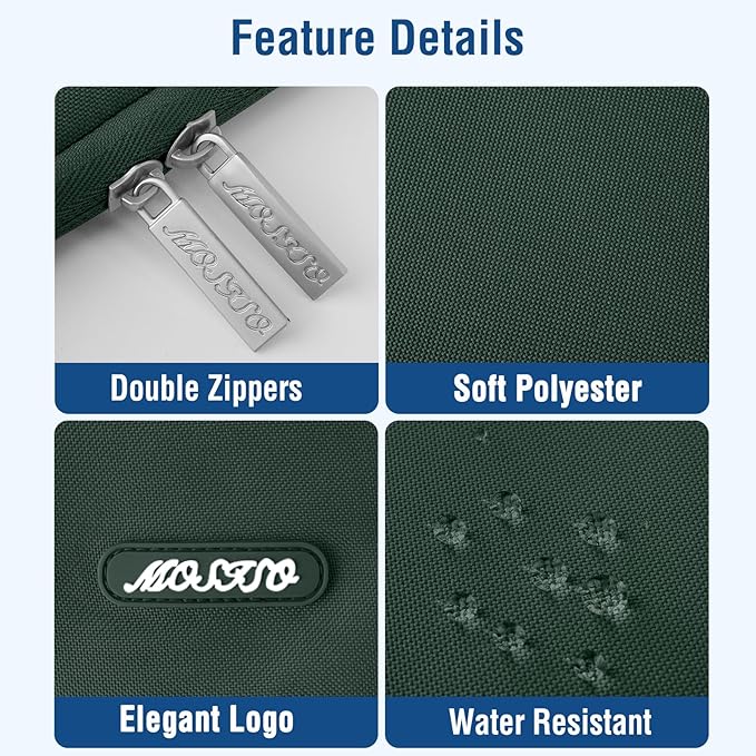 MOSISO Laptop Case 13 inch, Laptop Sleeve Compatible with MacBook Neo/Air/Pro 13 inch with A18/M5/M4/M3/M2/M1 Chip 2026-2016, Polyester Vertical Computer Sleeve Bag with Pocket, Midnight Green