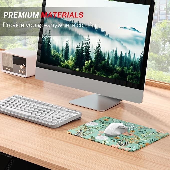 MROCO Mouse Pad [30% Larger] with Anti-Fray Stitched Edges, Premium-Textured Waterproof Surface, Non-Slip Rubber Base, Computer Mouse Mat for Laptop, Office & Home, 8.5 x 11 in, Garden Whispers