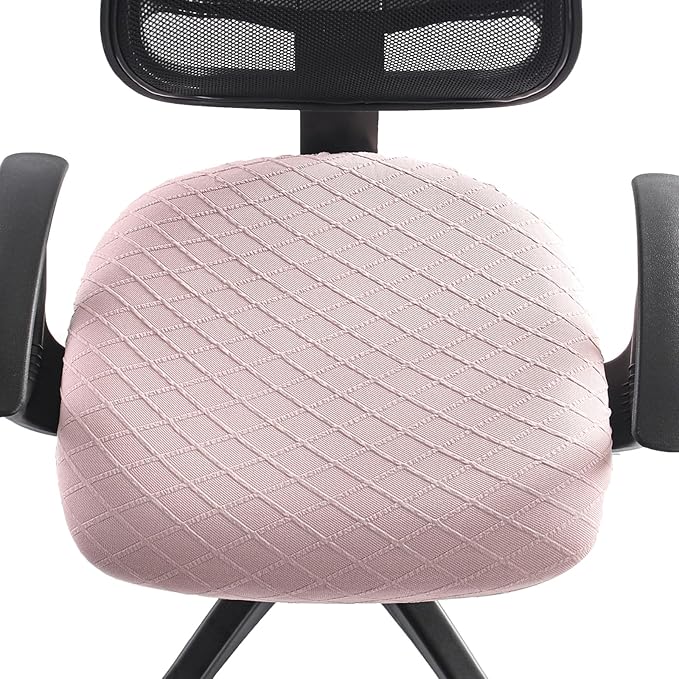 Stretch Jacquard Office Chair Cover, Removable Washable Desk Chair Cover, Anti-dust Seat Cushion Protectors - Pink Red