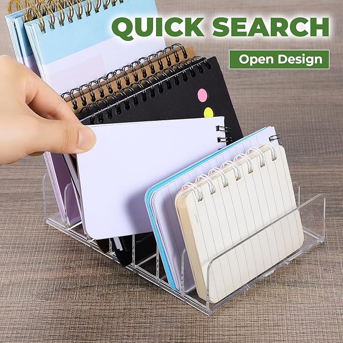 4 Pcs Acrylic Mail Holder, Acrylic File Mail Desktop Organizer Sorters, 7 Compartments Acrylic Mail Organizer, Clear Desk Organizer File Holders, Acrylic Letter Organizer for Office, Home, School