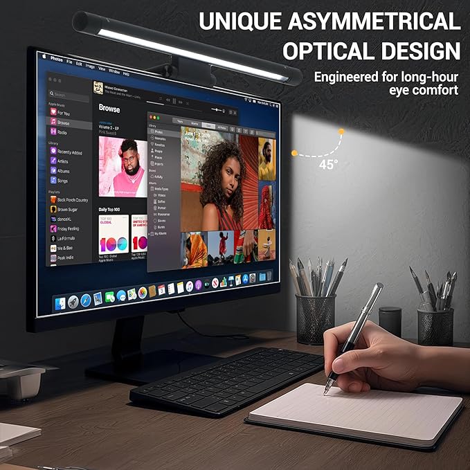 Computer Monitor Light Bar Screen Lamp: USB Powered LED Monitor Lamp with Stepless Dimming & Hue Adjustment & Memory Function & No Screen Glare for Desktop Office Home Work (Rotating Button Control)