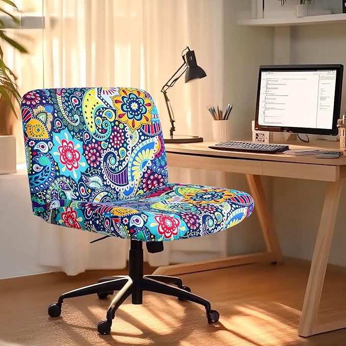 Criss Cross Chair Cover Waterproof Boho Wide Armless Vanity Chair Slipcover 1 Piece Washable