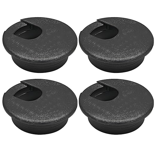 Desk Grommet 2" (50 mm), Desk Cord Hole Cover, Cable Grommet ABS Plastic, Desk Hole Grommet for Office and Home Table Cable, Detachable Cable Cord Organizer (Black 4 Pcs)