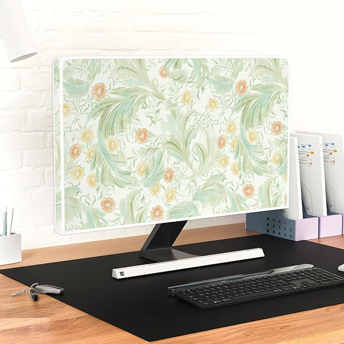 Wildflower Floral Waterproof Screen TV Dust Covers 58,59,60 Inch Flower Plant Weatherproof Screen TV Cover Anti-Static Dustproof Protective Cover for Television LCD OLED，Sage Green Plants