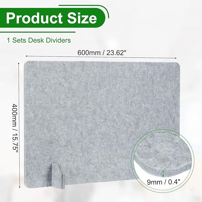 PATIKIL Desk Dividers 24" x 16", 1 Pack Desk Privacy Panel Freestanding Noise Reducing Partition Acoustic Panel with 4Pcs Support Feet for Testing Office Home Library, Cement Gray Style C