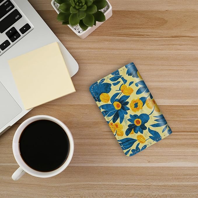 Business Card Holder，PU Leather Business Card Case Color Printing Pattern Card Holder Wallet，Pockets Magnetic Credit Card Holders for Men and Women - Pink Flowers
