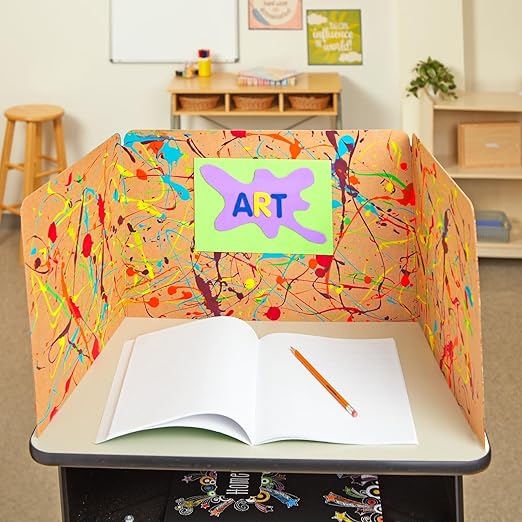 Really Good Stuff Standard Neon Pop Privacy Shields Set of 12 Matte for Student Desks - Enhance Focus and Eliminate Distractions in Classroom or at Home