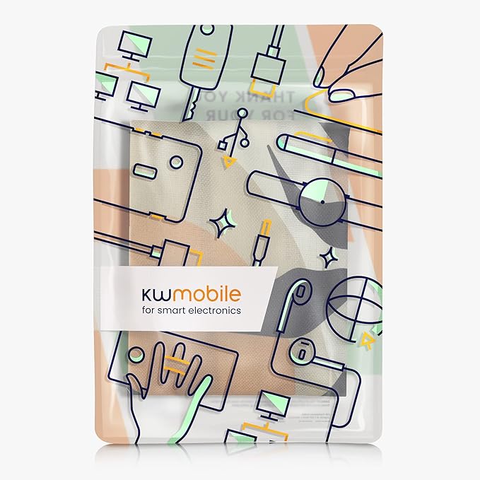 kwmobile Dust Cover for 24-26" Monitor - Linen Monitor Protector with Design - Leaves and Pattern Black/Brown/White