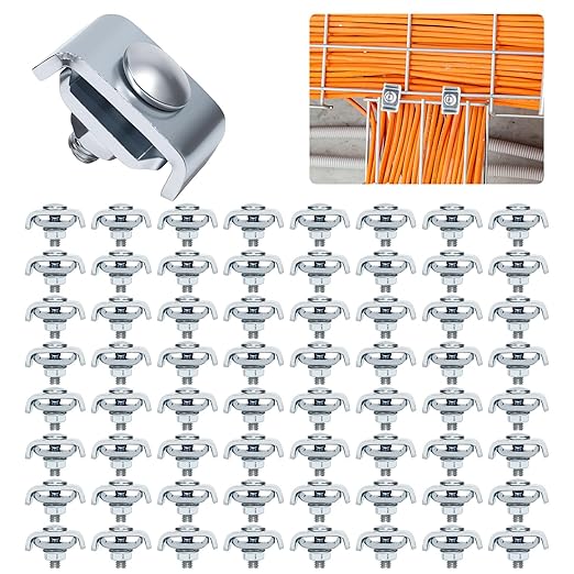 24-Pack Grid Panel Connector Kit, for 4mm-6mm (5/32"-1/4") Wire Shelving & Mesh Cable Trays, Includes Splice Clamps & Reinforced Washers