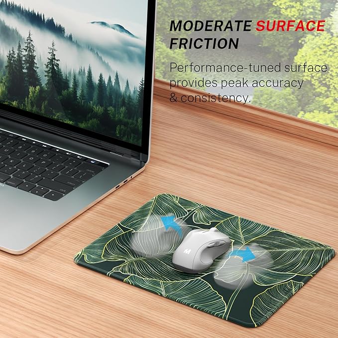 MROCO Mouse Pad [30% Larger] with Anti-Fray Stitched Edges, Premium-Textured Waterproof Surface, Non-Slip Rubber Base, Computer & Gaming Mouse Mat for Laptop, Office & Home, 8.5 x 11 in, Green Leaves