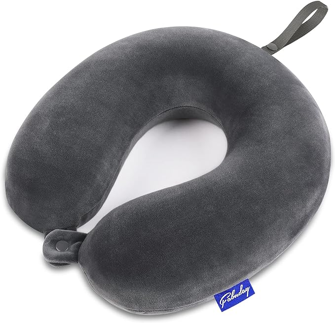 Travel Pillow Memory Foam for Airplanes - Neck Pillow for Traveling, Car, Home, Flight Pillow for Sleeping with Attachable Snap Strap Soft Washable Cover, Provide Head Neck Support Rest, Dark Gray