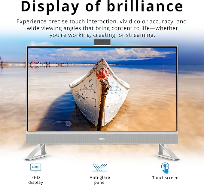 Dell 27" FHD Touchscreen All-in-One Desktop, Intel Core 7 150U, 64GB DDR5, 5TB Storage (4TB SSD+1TB Docking Station Set), NVIDIA GeForce MX570A, Webcam, Wireless Keyboard & Mouse, Windows 11, White