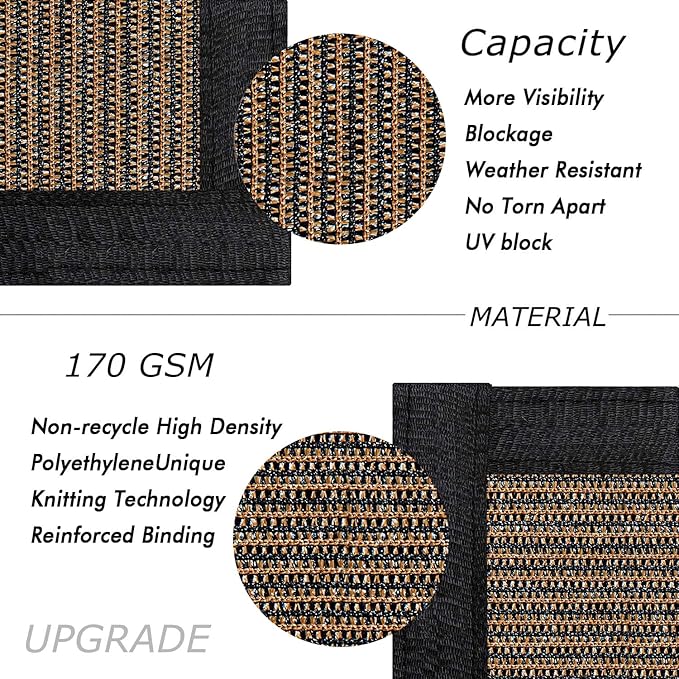 UPGRADE Privacy Fence Screen 4'x12' Brown Outdoor 90% Visibility Blockage 170 GSM Mesh Shade Cover Panels for Backyard,Balcony,Home Decoration with Zip Ties,Customized Avaliable