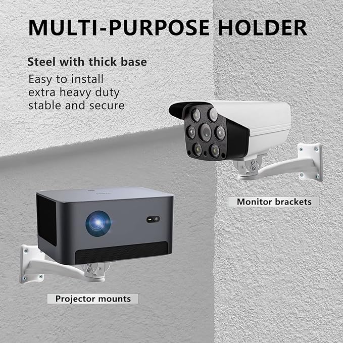 Drsn Mini Projector Wall Mount Bracket, Universal 360° Rotation, 7.8in Adjustable Arm, for CCTV Security Camera, Webcam, Small Projector (White, 11 lbs)