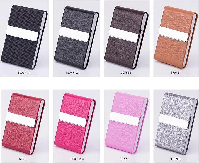 Business Card Holder with Ultra Slim Design,Business Card Case with Premium PU Leather, Suit Pocket Metal Card Holder for Women/Men,Professional Name Card Holder with Magnetic Shut (Black2)