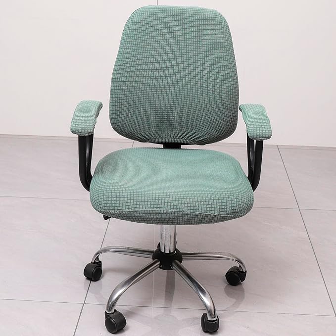 Melaluxe Office Chair Cover with Armrest Covers， Universal Stretch Desk Chair Cover, Computer Chair Slipcovers - Matcha Green