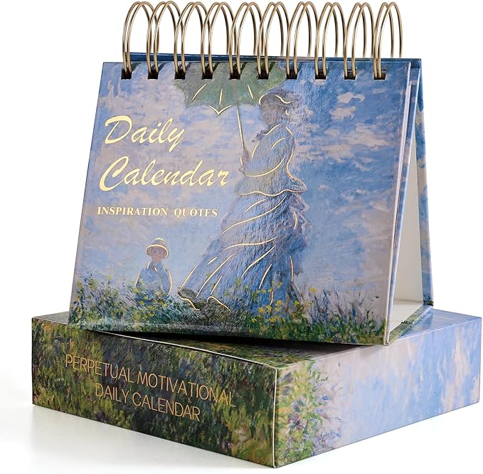 Vintage Oil Painting Daily Flip Calendar with Inspirational Quotes - Motivational Perpetual Desk Calendar, Aesthetic Office & Home Decor, Desk Accessories & Positive Affirmation Gifts for Women Girls