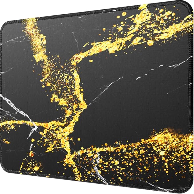 MROCO Mouse Pad [30% Larger] with Anti-Fray Stitched Edges, Premium-Textured Waterproof Surface, Non-Slip Rubber Base, Computer & Gaming Mouse Mat for Laptop, Office & Home, 8.5 x 11 in, Black Gold