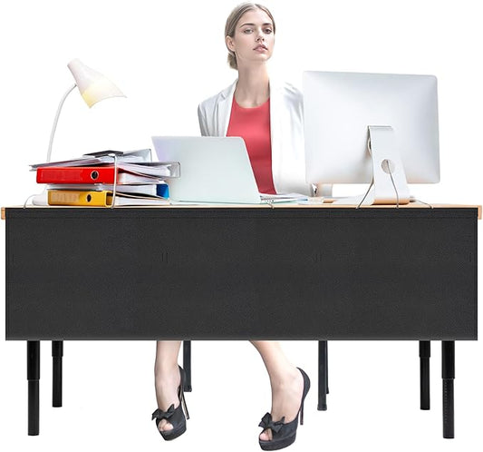 60" Under Desk Privacy Panel Self-Adhesive Modesty Panel with Wire Pocket for Cable Management Organizer Heavy Duty Desk Skirt - Office Home or Standing Workstation Concealer Shield