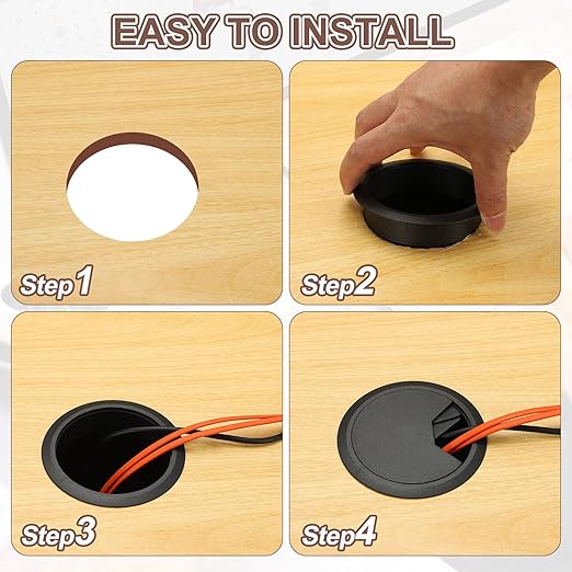 PATIKIL 3.1 Inch/80mm Desk Grommet, 6Pcs Cable Grommet Wire Management Cable Hole Cover Cord Organizer for Office Home Table Countertop, White/Black/Light Gray