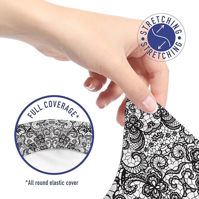 Ambesonne Gothic Office Chair Slipcover, Classical Bridal Composition Vintage Spring Motifs Victorian Wedding Inspirations, Protective Stretch Decorative Fabric Cover, Standard Size, White Black
