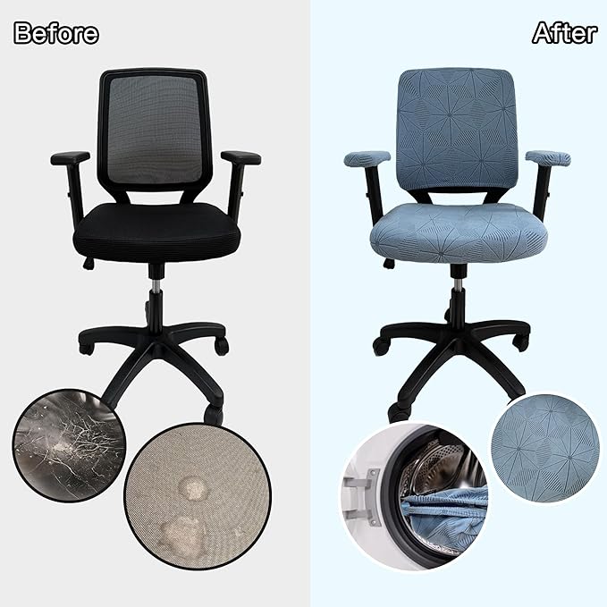 High Elasticity Anti Slip Office Chair Cover, Split Design for Easy Installation,Universal Desk Chair Cover wear-Resistant and Scratch Resistant (Sky Blue, Chair Armrest Covers)