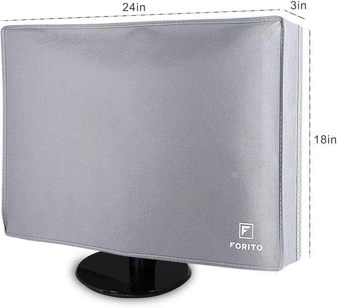 23" 24" 25" Univesal Monitor Dust Cover Scratch Resistance Nonwoven Full Body Sleeve for 23" 24" 25" Computer Monitor LED LCD Screem (Size: 24W x 18H x 3D)-Gray