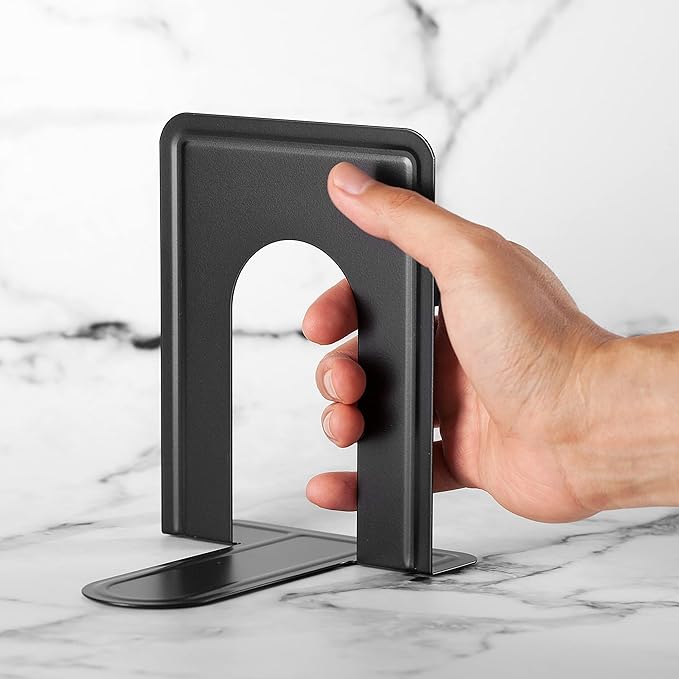 Mr. Pen- Book Ends, Black, 4 Pack, Heavy Duty Metal Bookends for Shelves, Book Holders for Shelves, Metal Bookends