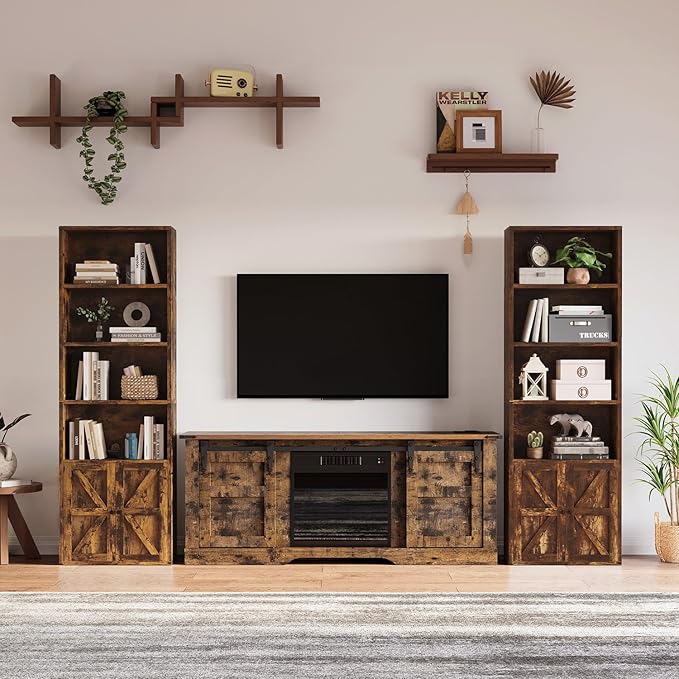 71.5" Bookshelf Set of 2, 6-Tier Bookcase with Cabinet Doors, Tall Display Shelves with Storage for Home Office, Living Room