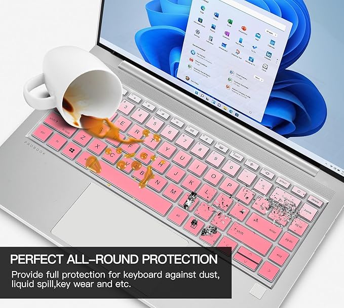 CaseBuy Keyboard Cover for HP Probook 440 445 G8 G9 G10 14 inch 2023 2022, HP Probook 640 G7 G8 14" Laptop Protector Skin(Not Fit Probook 440 445 G5 G6 G7 G11) -Ombre Pink